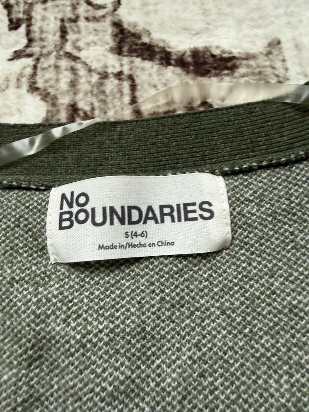 Olive Green Floral Knit Cardigan - Picture 2 of 4